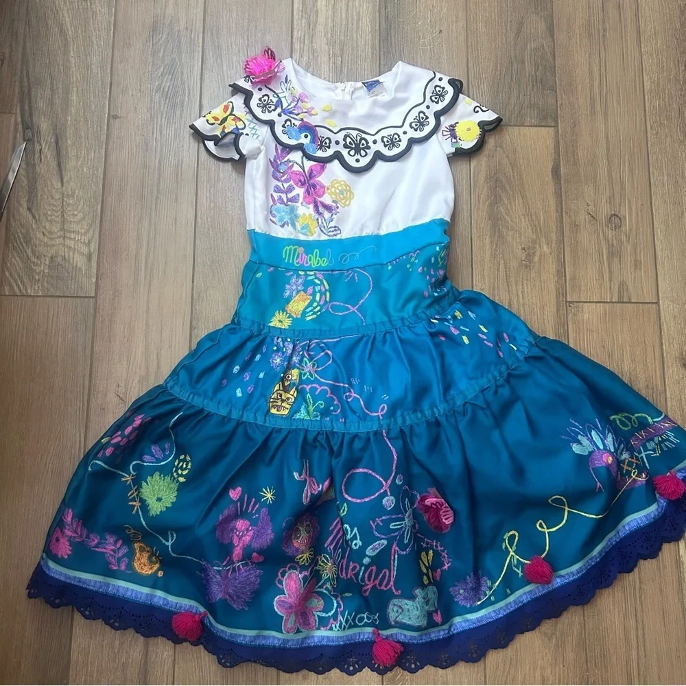 Disney Mirabel Encanto Costume Dress Size 4T -6X Small Girls Dress Embroidered